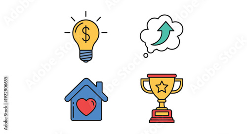 Vision Board Line modern bright color illustration