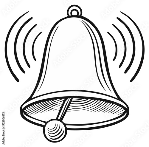 Ringing Bell Illustration Sound Waves Notification Alert