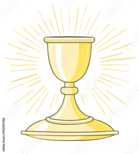 Elegant Golden Chalice with Radiant Light Illustration Religious Ceremony Symbol