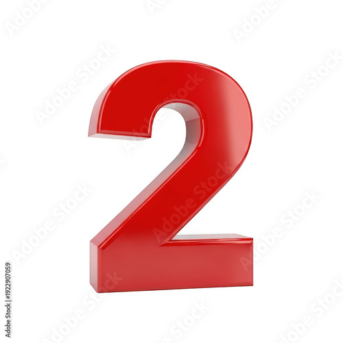 A large red number two on a white background