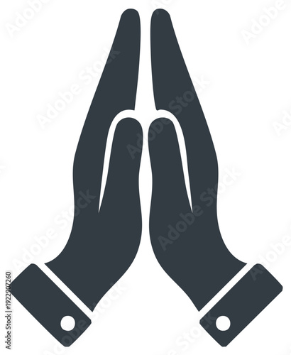 Dark Blue Silhouette Icon of Praying Hands