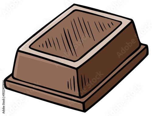 Cartoon illustration of a rectangular chocolate bar, sweet dessert treat.