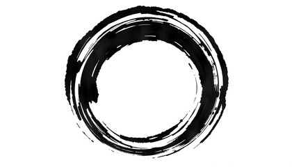 Hand painted grunge circle. Black round blob hand drawn with ink brush. Png clipart isolated on transparent background, crayon drawing. White tone