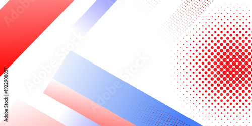 Abstract sports halftone background with dynamic red, white and blue stripes. eps10