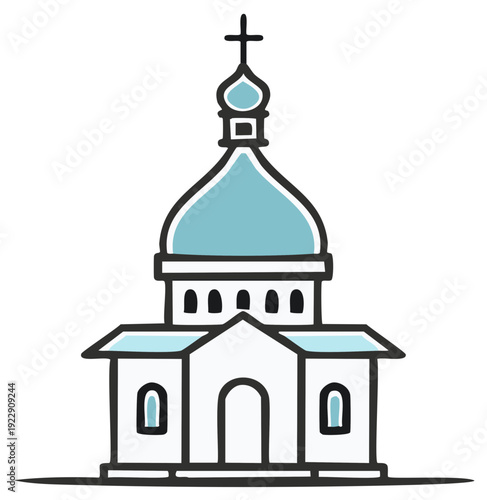 Simple Orthodox Church Building Illustration Religious Architecture Icon