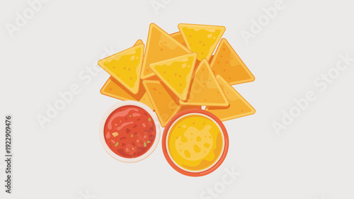 Fresh nachos with tomato and lime slices on white background flat vector illustration food snack appetizer healthy