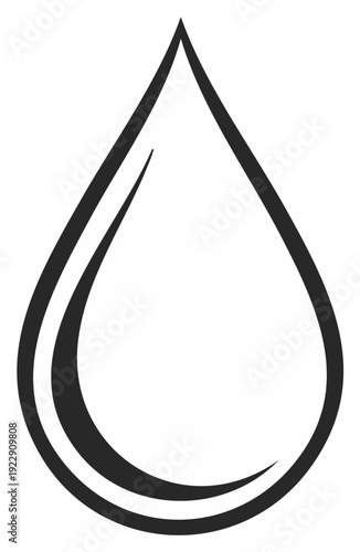 Simple water drop illustration with curved highlight line