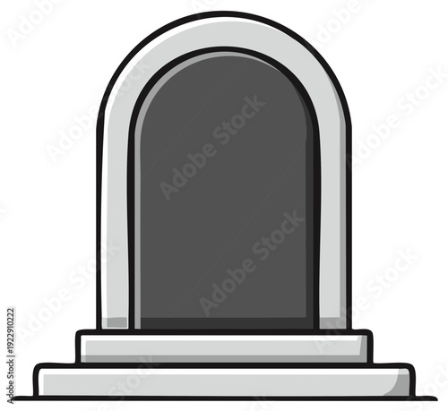 Simple Stone Gravestone Icon with Rounded Arch and Pedestal Base