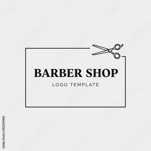 Barber Shop Logo Template Vector – Minimal Hair Salon Scissors Branding Design