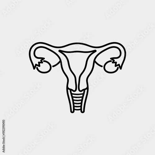 Uterus Icon Vector – Female Reproductive System Line Art Medical Illustration