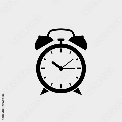 Alarm Clock Icon Vector – Classic Retro Timepiece Silhouette Illustration