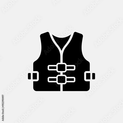 Life Jacket Icon Vector – Safety Vest Silhouette Personal Flotation Device Illustration