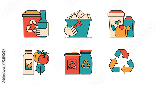 Waste Reduction Line minimal abstract art vector