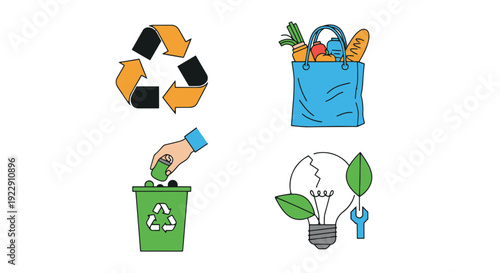 Waste Reduction Line simple minimal color illustration
