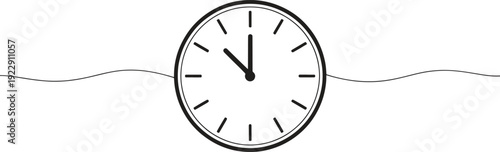 A simple clock face is depicted with hands showing 11 o'clock.