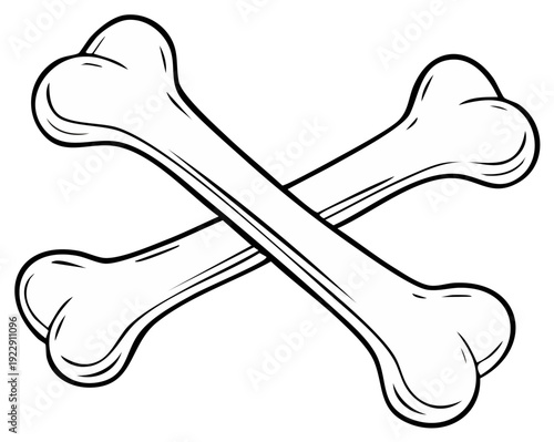 Cartoon drawing of crossed bones a pirate or danger symbol black and white vector illustration