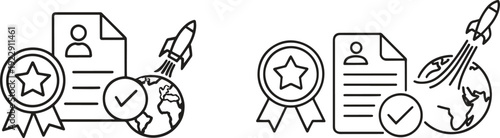 Business achievement and success icons are presented in a clean line art style.