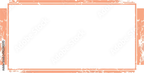 Empty white rectangle frame with distressed grunge texture border and a light coral/peach color, perfect for graphic design and text overlays