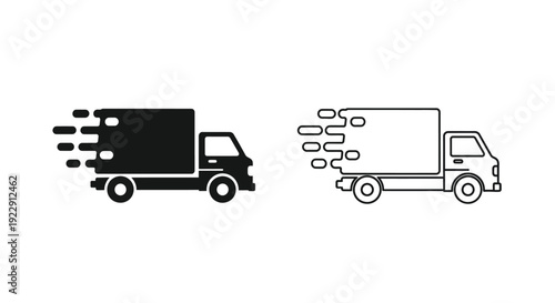 Delivery truck icons a black fast version and a white standard version