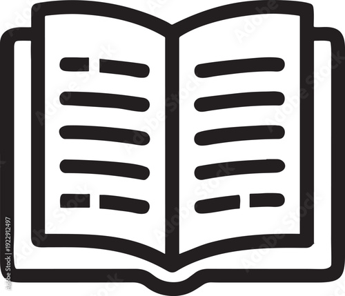 An open book vector icon symbol featuring a clean paper design element for web business banners and conceptual sign illustrations