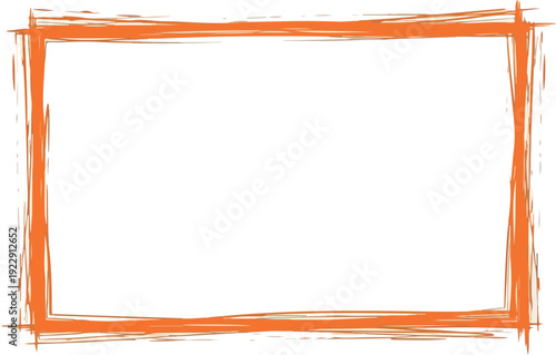 An Abstract Orange Brush Stroke Rectangle Frame with a Grunge Texture, Perfect for Overlaying Text or Images