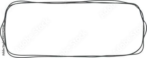 Hand-Drawn Abstract Rectangle Border with Sketchy, Organic Lines on a White Background, Minimalist Design Element