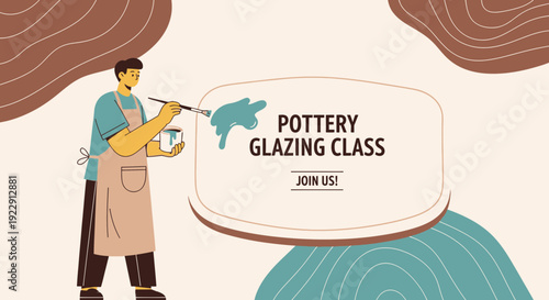Artisan Glazing Pottery Class Invitation - Creative Workshop Banner