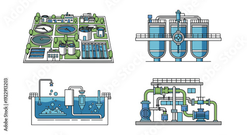 Wastewater Plant dynamic creative style illustration