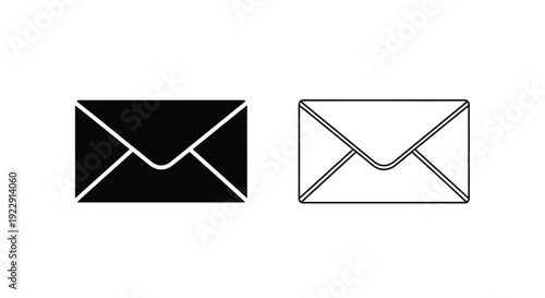 Two envelope icons one filled one outlined representing mail concepts