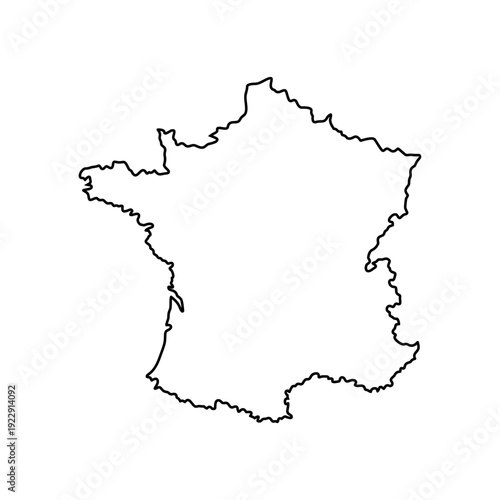 Outline Map of France with its Borders Clearly Defined