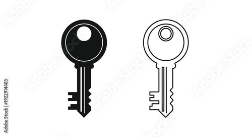 Two key illustrations a solid black version and a line art outline