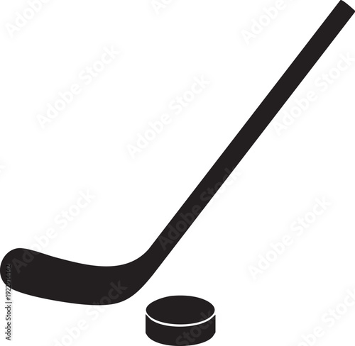 Minimalist Hockey Stick & Puck Black Outline
