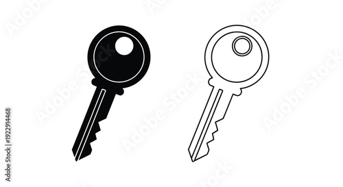 Two keys displayed one solid black one a white outline