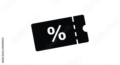 Black silhouette of a ticket with a percentage sign displayed