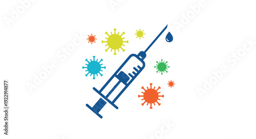 Vaccination against viral diseases a syringe and coronavirus icons