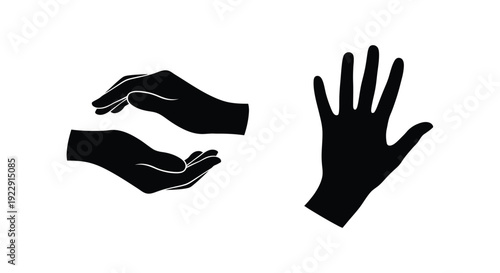 Two silhouetted hands one cupped and open representing support or protection