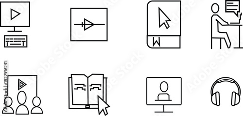 E learning and online education icons set