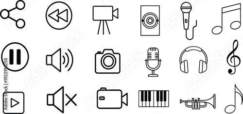 Collection of multimedia and music icons