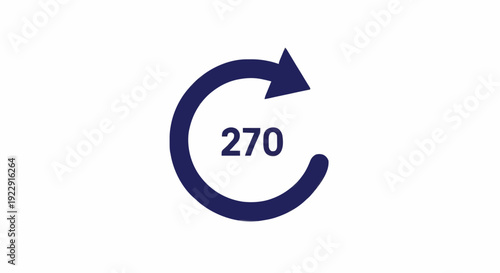 A circular arrow graphic with the number 270 inside, symbolizing a process, rotation, or degree measurement in a clean, modern design for digital or print use