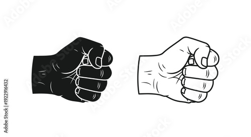 Two clenched fists one dark and one light representing solidarity