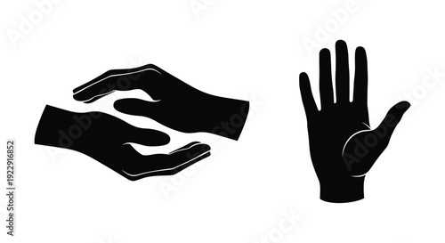 Two hands forming a symbolic shape one open and one cupped