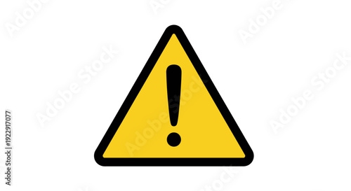 Yellow warning triangle sign with exclamation mark symbol for danger and caution alert