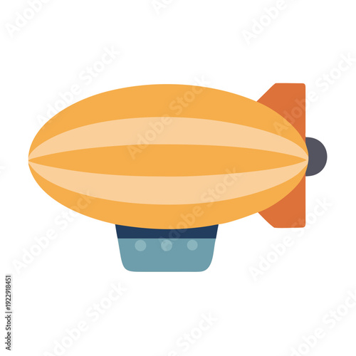 Vintage Airship Illustration: Retro Style Dirigible on Black Background for Transportation Concept