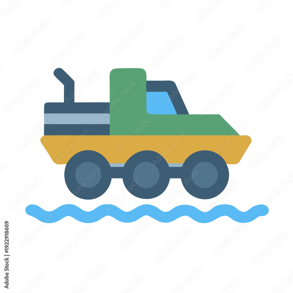 Obraz premium Stylized illustration of an all-terrain vehicle traversing water on a black background