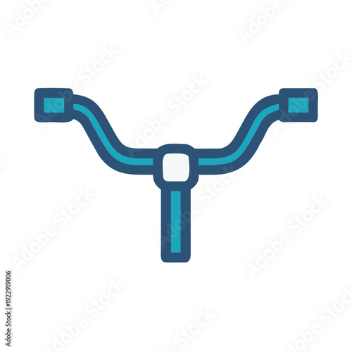Simple bicycle handlebar vector illustration with blue accents on black background