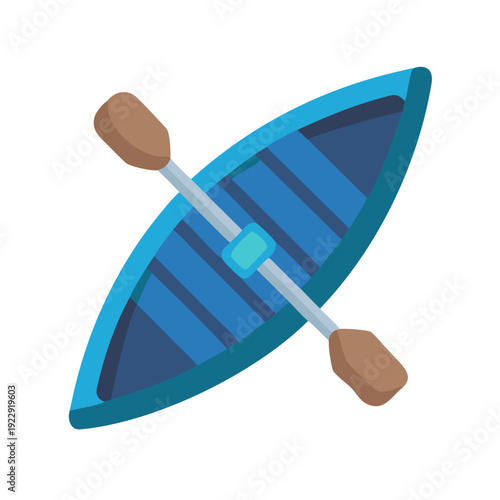 Blue Kayak with Paddle Illustration on Black Background for Water Adventure