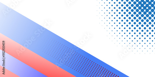 Abstract sports halftone background with dynamic red, white and blue stripes. eps10