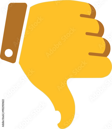 Yellow Thumbs Down Icon Isolated on White Background for Negative Feedback and Disapproval Concepts