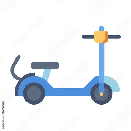 Stylized flat vector design of a motorized scooter against a black background