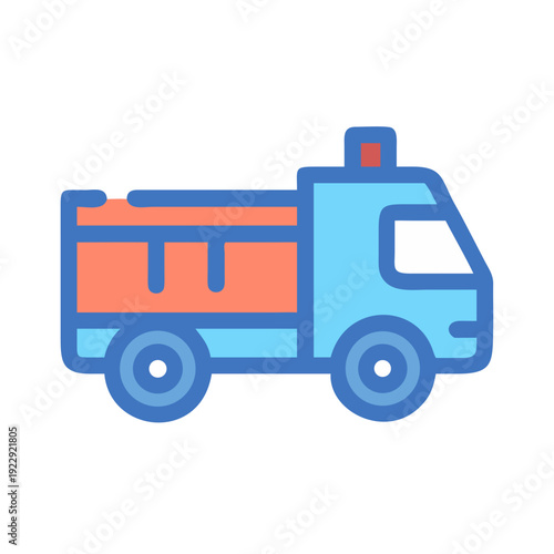 Stylized Cartoon Emergency Vehicle Flat Icon on Black Backdrop for Design Use